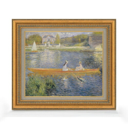 【油絵 直筆仕上げ】ルノワール 小舟 F8 【額入り】 絵画 販売 8号 油彩 風景画 602×528mm 複製画 送料無料 プレゼント ギフト 開店祝い 開業祝い 退職祝い 新築祝い リビング 玄関 モダン アートフレーム 壁掛け