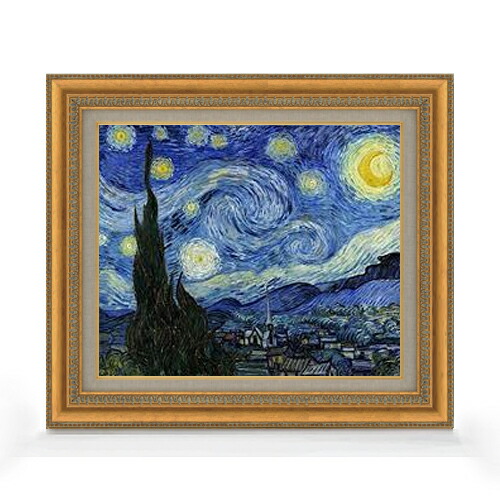 楽天市場】【油絵 直筆仕上げ】ゴッホ 星月夜 F6 【額入り】 絵画 販売
