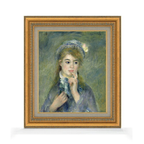 【油絵 直筆仕上げ】ルノワール 若い娘の肖像 F8 【額入り】 絵画 販売 8号 油彩 風景画 602×528mm 複製画 送料無料 プレゼント ギフト 開店祝い 開業祝い 退職祝い 新築祝い リビング 玄関 モダン アートフレーム 壁掛け|絵画販売アートレスト