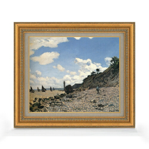 【油絵 直筆仕上げ】クロード・モネ オンフルールの海岸 F8 【額入り】 絵画 販売 8号 油彩 風景画 602&times;528mm 複製画 送料無料 プレゼント ギフト 開店祝い 開業祝い 退職祝い 新築祝い リビング 玄関 モダン アートフレーム 壁掛け｜絵画販売アートレスト 28,875円