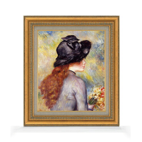 【油絵 直筆仕上げ】ルノワール チューリップの花束を持つ少女 F8 【額入り】 絵画 販売 8号 油彩 風景画 602×528mm 複製画 送料無料 プレゼント ギフト 開店祝い 開業祝い 退職祝い 新築祝い リビング 玄関 モダン アートフレーム 壁掛け