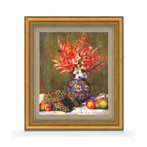 【油絵 直筆仕上げ】ルノワール 花とフルーツ F8 【額入り】 絵画 販売 8号 油彩 風景画 602×528mm 複製画 送料無料 プレゼント ギフト 開店祝い 開業祝い 退職祝い 新築祝い リビング 玄関 モダン アートフレーム 壁掛け