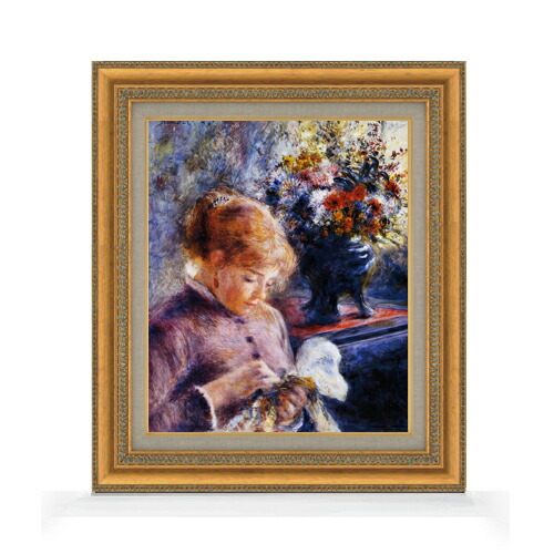 【油絵 直筆仕上げ】ルノワール 身支度する少女 F8 【額入り】 絵画 販売 8号 油彩 風景画 602×528mm 複製画 送料無料 プレゼント ギフト 開店祝い 開業祝い 退職祝い 新築祝い リビング 玄関 モダン アートフレーム 壁掛け