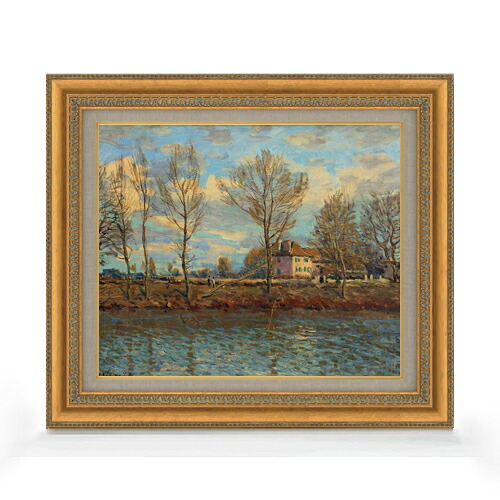 【油絵 直筆仕上げ】シスレー グランド・ジャット島 F8 【額入り】 絵画 販売 8号 油彩 風景画 602×528mm 複製画 送料無料 プレゼント ギフト 開店祝い 開業祝い 退職祝い 新築祝い リビング 玄関 モダン アートフレーム 壁掛け