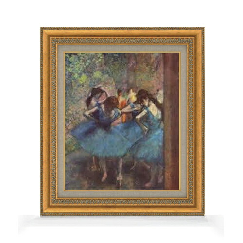 【油絵 直筆仕上げ】ドガ 青い踊り子たち F8 【額入り】 絵画 販売 8号 油彩 風景画 602×528mm 複製画 送料無料 プレゼント ギフト 開店祝い 開業祝い 退職祝い 新築祝い リビング 玄関 モダン アートフレーム 壁掛け|絵画販売アートレスト