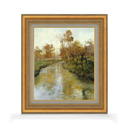 【油絵 直筆仕上げ】フリット・タヴロー autumn-秋- F8 【額入り】 絵画 販売 8号 油彩 風景画 602×528mm 複製画 送料無料 プレゼント ギフト 開店祝い 開業祝い 退職祝い 新築祝い リビング 玄関 モダン アートフレーム 壁掛け