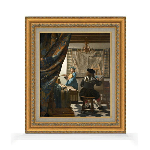 【油絵 直筆仕上げ】フェルメール 絵画芸術 F8 【額入り】 絵画 販売 8号 油彩 風景画 602×528mm 複製画 送料無料 プレゼント ギフト 開店祝い 開業祝い 退職祝い 新築祝い リビング 玄関 モダン アートフレーム 壁掛け