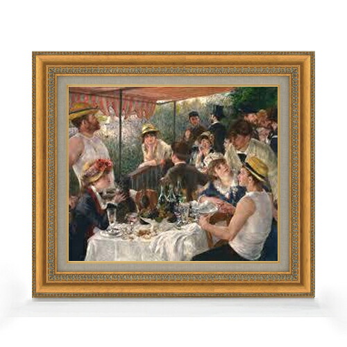 【油絵 直筆仕上げ】ルノワール 舟遊びの昼食 F8 【額入り】 絵画 販売 8号 油彩 風景画 602×528mm 複製画 送料無料 プレゼント ギフト 開店祝い 開業祝い 退職祝い 新築祝い リビング 玄関 モダン アートフレーム 壁掛け|絵画販売アートレスト