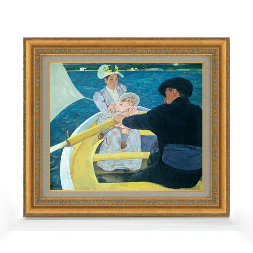 【油絵 直筆仕上げ】メアリー・カサット 舟遊び F8 【額入り】 絵画 販売 8号 油彩 風景画 602×528mm 複製画 送料無料 プレゼント ギフト 開店祝い 開業祝い 退職祝い 新築祝い リビング 玄関 モダン アートフレーム 壁掛け