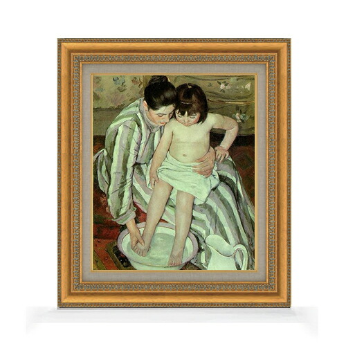 【油絵 直筆仕上げ】メアリー・カサット 子供の入浴 F8 【額入り】 絵画 販売 8号 油彩 風景画 602×528mm 複製画 送料無料 プレゼント ギフト 開店祝い 開業祝い 退職祝い 新築祝い リビング 玄関 モダン アートフレーム 壁掛け