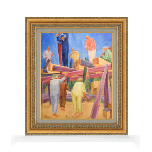 【油絵 直筆仕上げ】アレクサンダーボゴマゾフ Sawyers F8 【額入り】 絵画 販売 8号 油彩 風景画 602×528mm 複製画 送料無料 プレゼント ギフト 開店祝い 開業祝い 退職祝い 新築祝い リビング 玄関 モダン アートフレーム 壁掛け|絵画販売アートレスト