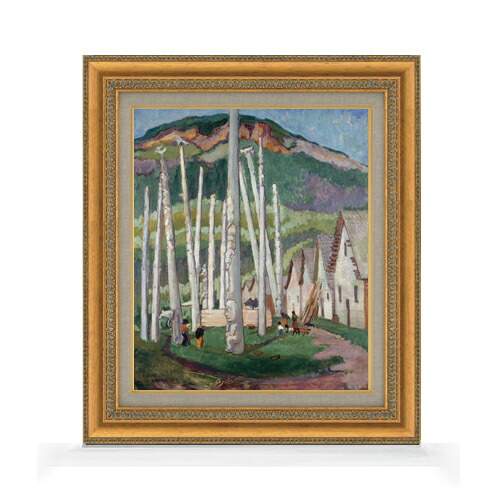 【油絵 直筆仕上げ】エミリー・カー Kispiox Village F8 【額入り】 絵画 販売 8号 油彩 抽象画 602×528mm 複製画 送料無料 プレゼント ギフト 開店祝い 開業祝い 退職祝い 新築祝い リビング 玄関 モダン アートフレーム 壁掛け|絵画販売アートレスト