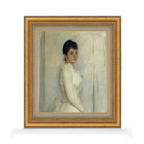 【油絵 直筆仕上げ】ラモン・カザス Portrait of Montserrat Carb F8 【額入り】 絵画 販売 8号 油彩 人物画 602&times;528mm 複製画 送料無料 プレゼント ギフト 開店祝い 開業祝い 退職祝い 新築祝い リビング 玄関 モダン アートフレーム 壁掛け｜絵画販売アートレスト