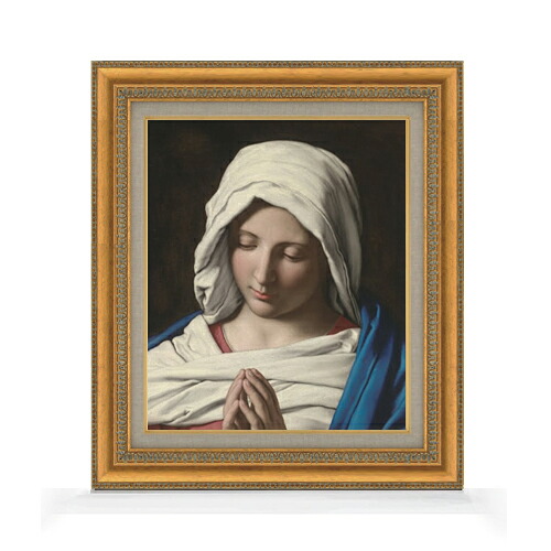 【油絵 直筆仕上げ】サルヴィ Madonna in prayer F8 【額入り】 絵画 販売 8号 油彩 人物画 602×528mm 複製画 送料無料 プレゼント ギフト 開店祝い 開業祝い 退職祝い 新築祝い リビング 玄関 モダン アートフレーム 壁掛け