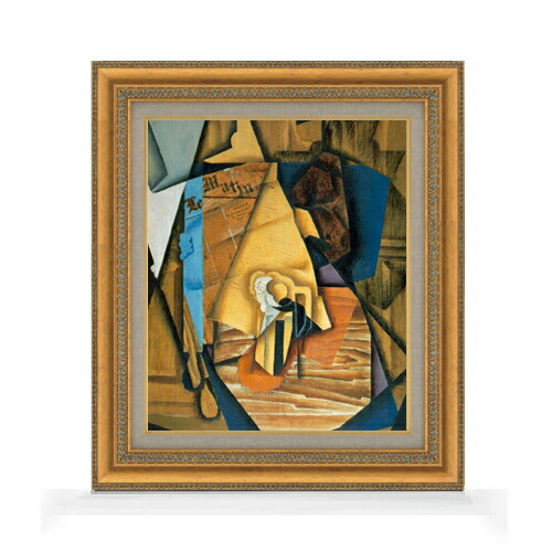【油絵 直筆仕上げ】フアン・グリス A Man in a Cafe F8 【額入り】 絵画 販売 8号 油彩 抽象画 602×528mm 複製画 送料無料 プレゼント ギフト 開店祝い 開業祝い 退職祝い 新築祝い リビング 玄関 モダン アートフレーム 壁掛け