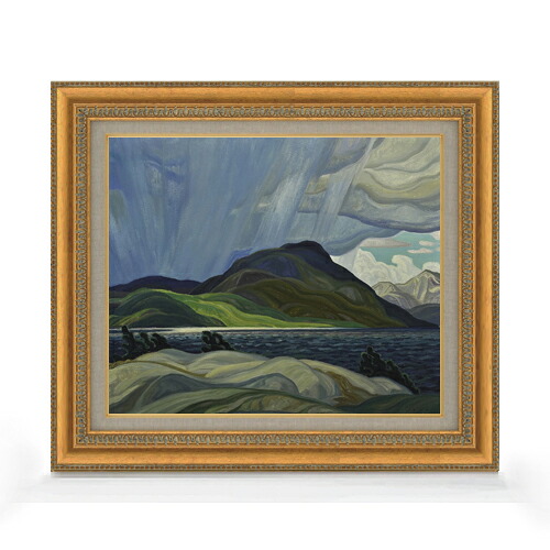 【油絵 直筆仕上げ】カーマイケル Lake Wabagishik F8 【額入り】 絵画 販売 8号 油彩 風景画 602×528mm 複製画 送料無料 プレゼント ギフト 開店祝い 開業祝い 退職祝い 新築祝い リビング 玄関 モダン アートフレーム 壁掛け