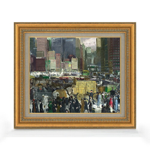 【油絵 直筆仕上げ】ジョージ・ベローズ New York F8 【額入り】 絵画 販売 8号 油彩 風景画 602&times;528mm 複製画 送料無料 プレゼント ギフト 開店祝い 開業祝い 退職祝い 新築祝い リビング 玄関 モダン アートフレーム 壁掛け｜絵画販売アートレスト