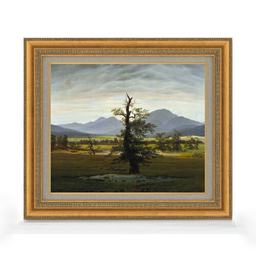 【油絵 直筆仕上げ】フリードリヒ Solitary Tree F8 【額入り】 絵画 販売 8号 油彩 風景画 602×528mm 複製画 送料無料 プレゼント ギフト 開店祝い 開業祝い 退職祝い 新築祝い リビング 玄関 モダン アートフレーム 壁掛け