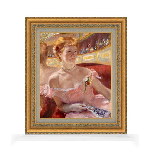 【油絵 直筆仕上げ】メアリー・カサット Woman with a Pearl Necklace in a Loge F8 8号 油彩 人物画 602×528mm 複製画 送料無料 プレゼント ギフト 開店祝い 開業祝い 退職祝い 新築祝い リビング 玄関 モダン アートフレーム 壁掛け|絵画販売アートレスト
