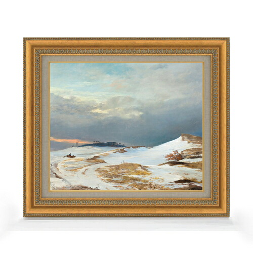 【油絵 直筆仕上げ】ルンドビー Winter Landscape F8 【額入り】 絵画 販売 8号 油彩 風景画 602×528mm 複製画 送料無料 プレゼント ギフト 開店祝い 開業祝い 退職祝い 新築祝い リビング 玄関 モダン アートフレーム 壁掛け