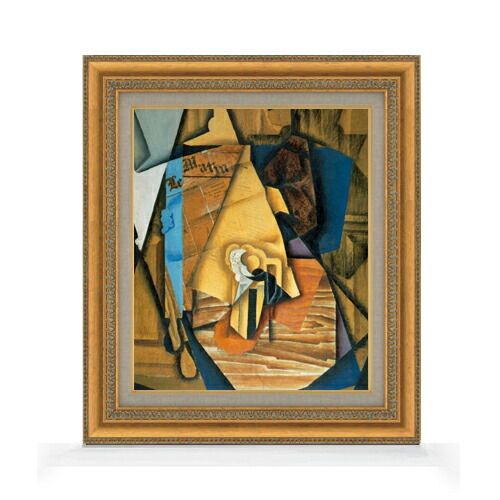 【油絵 直筆仕上げ】フアン・グリス A Man in a Caf 【額入り】 絵画 販売 8号 油彩 抽象画 602×528mm 複製画 送料無料 プレゼント ギフト 開店祝い 開業祝い 退職祝い 新築祝い リビング 玄関 モダン アートフレーム 壁掛け
