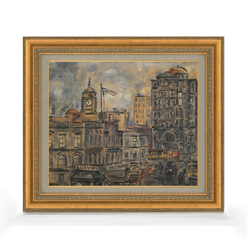 【油絵 直筆仕上げ】ガルシア 市庁舎 F8 【額入り】 絵画 販売 8号 油彩 抽象画 602×528mm 複製画 送料無料 プレゼント ギフト 開店祝い 開業祝い 退職祝い 新築祝い リビング 玄関 モダン アートフレーム 壁掛け