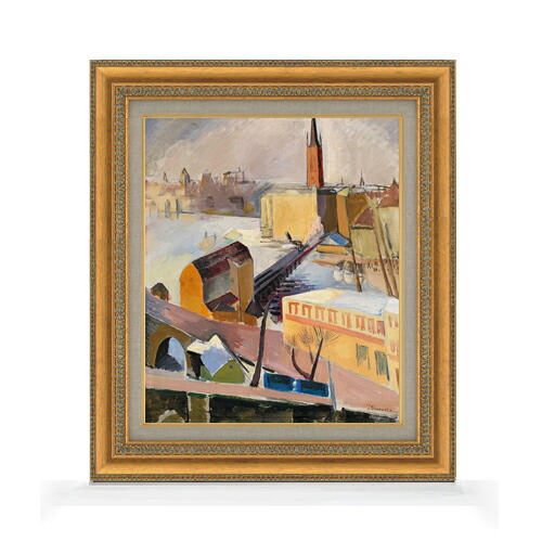 【油絵 直筆仕上げ】グリューネヴァルト リッダルホルム教会 F8 【額入り】 絵画 販売 8号 油彩 抽象画 602×528mm 複製画 送料無料 プレゼント ギフト 開店祝い 開業祝い 退職祝い 新築祝い リビング 玄関 モダン アートフレーム 壁掛け|絵画販売アートレスト