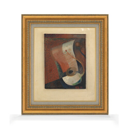 【油絵 直筆仕上げ】シュヴィッタース ペニーのある静物画 F8 【額入り】 絵画 販売 8号 油彩 抽象画 602×528mm 複製画 送料無料 プレゼント ギフト 開店祝い 開業祝い 退職祝い 新築祝い リビング 玄関 モダン アートフレーム 壁掛け
