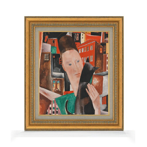【油絵 直筆仕上げ】シュテゲマン Frau und schwarze Katze F8 【額入り】 絵画 販売 8号 油彩 抽象画 602&times;528mm 複製画 送料無料 プレゼント ギフト 開店祝い 開業祝い 退職祝い 新築祝い リビング 玄関 モダン アートフレーム 壁掛け｜絵画販売アートレスト 27,720円