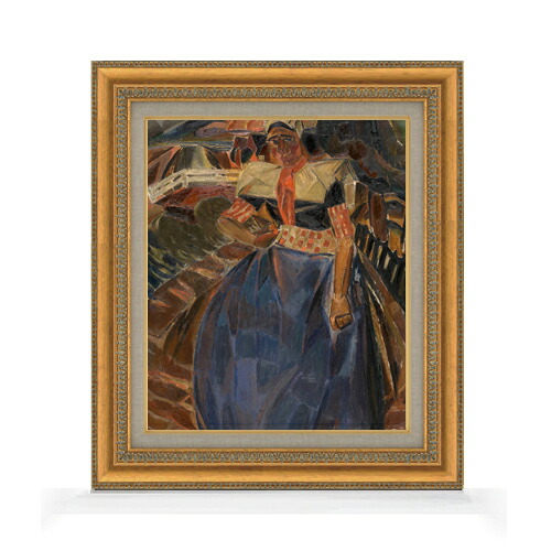 【油絵 直筆仕上げ】スメット スパケンブルグ出身の女 F8 【額入り】 絵画 販売 8号 油彩 抽象画 602×528mm 複製画 送料無料 プレゼント ギフト 開店祝い 開業祝い 退職祝い 新築祝い リビング 玄関 モダン アートフレーム 壁掛け|絵画販売アートレスト