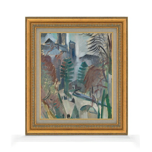 【油絵 直筆仕上げ】ドローネー ラオンの風景 F8 【額入り】 絵画 販売 8号 油彩 抽象画 602×528mm 複製画 送料無料 プレゼント ギフト 開店祝い 開業祝い 退職祝い 新築祝い リビング 玄関 モダン アートフレーム 壁掛け