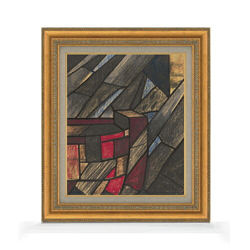 【油絵 直筆仕上げ】ホルスト Ontwerp voor raam F8 【額入り】 絵画 販売 8号 油彩 抽象画 602&times;528mm 複製画 送料無料 プレゼント ギフト 開店祝い 開業祝い 退職祝い 新築祝い リビング 玄関 モダン アートフレーム 壁掛け｜絵画販売アートレスト