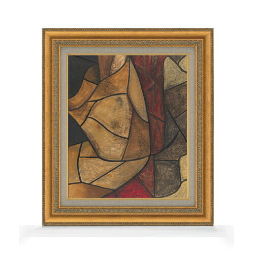 【油絵 直筆仕上げ】ホルスト Ontwerp voor raam3 F8 【額入り】 絵画 販売 8号 油彩 抽象画 602×528mm 複製画 送料無料 プレゼント ギフト 開店祝い 開業祝い 退職祝い 新築祝い リビング 玄関 モダン アートフレーム 壁掛け