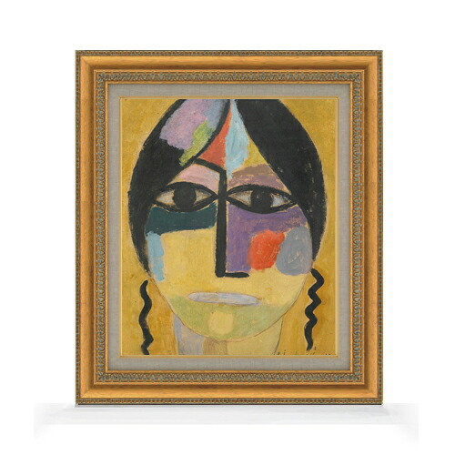 【油絵 直筆仕上げ】ヤウレンスキー コップフ;ラーベンフリューゲル4 F8 【額入り】 絵画 販売 8号 油彩 抽象画 602×528mm 複製画 送料無料 プレゼント ギフト 開店祝い 開業祝い 退職祝い 新築祝い リビング 玄関 モダン アートフレーム 壁掛け