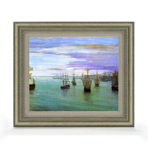 【油絵 直筆仕上げ】ホイッスラー 肌色と緑の薄暮 F8 【額入り】 絵画 販売 8号 油彩 風景画 602&times;528mm 複製画 送料無料 プレゼント ギフト 開店祝い 開業祝い 退職祝い 新築祝い リビング 玄関 モダン アートフレーム 壁掛け｜絵画販売アートレスト