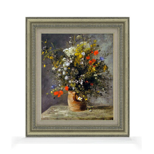 【油絵 直筆仕上げ】ルノワール Flowers in a Vase F8 【額入り】 絵画 販売 8号 油彩 風景画 602×528mm 複製画 送料無料 プレゼント ギフト 開店祝い 開業祝い 退職祝い 新築祝い リビング 玄関 モダン アートフレーム 壁掛け|絵画販売アートレスト