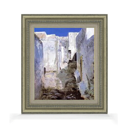 【油絵 直筆仕上げ】サージェント アルジェーの通り F8 【額入り】 絵画 販売 8号 油彩 風景画 602×528mm 複製画 送料無料 プレゼント ギフト 開店祝い 開業祝い 退職祝い 新築祝い リビング 玄関 モダン アートフレーム 壁掛け|絵画販売アートレスト