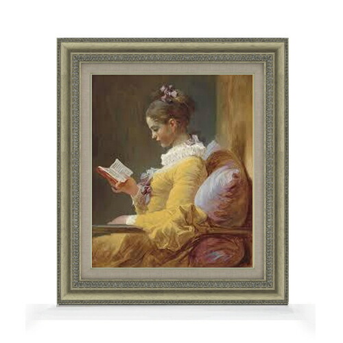 【油絵 直筆仕上げ】フラゴナール 読書する女 F8 【額入り】 絵画 販売 8号 油彩 風景画 602×528mm 複製画 送料無料 プレゼント ギフト 開店祝い 開業祝い 退職祝い 新築祝い リビング 玄関 モダン アートフレーム 壁掛け|絵画販売アートレスト