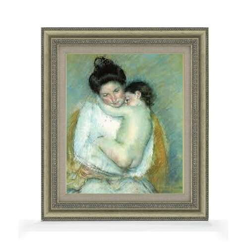【油絵 直筆仕上げ】メアリーカサット 母と子 F8 【額入り】 絵画 販売 8号 油彩 風景画 602×528mm 複製画 送料無料 プレゼント ギフト 開店祝い 開業祝い 退職祝い 新築祝い リビング 玄関 モダン アートフレーム 壁掛け