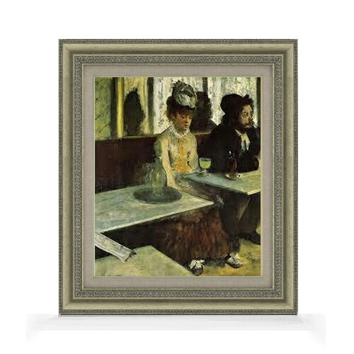 【油絵 直筆仕上げ】ドガ カフェにて F8 【額入り】 絵画 販売 8号 油彩 風景画 602×528mm 複製画 送料無料 プレゼント ギフト 開店祝い 開業祝い 退職祝い 新築祝い リビング 玄関 モダン アートフレーム 壁掛け|絵画販売アートレスト