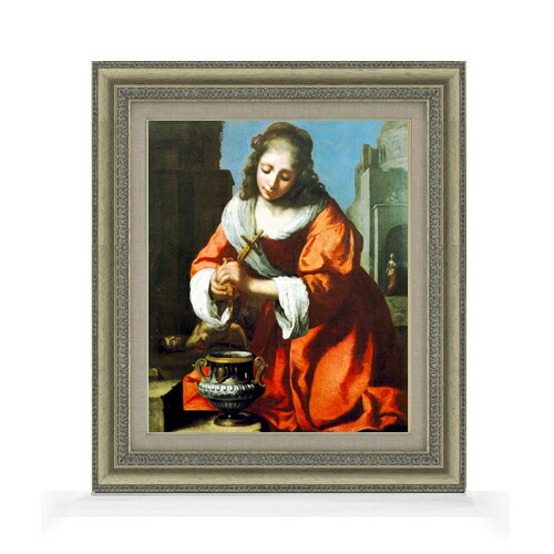 【油絵 直筆仕上げ】フェルメール Saint Praxidis F8 【額入り】 絵画 販売 8号 油彩 風景画 602×528mm 複製画 送料無料 プレゼント ギフト 開店祝い 開業祝い 退職祝い 新築祝い リビング 玄関 モダン アートフレーム 壁掛け