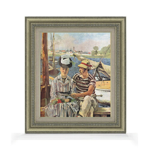 【油絵 直筆仕上げ】マネ アルジャントゥーユ F8 【額入り】 絵画 販売 8号 油彩 風景画 602&times;528mm 複製画 送料無料 プレゼント ギフト 開店祝い 開業祝い 退職祝い 新築祝い リビング 玄関 モダン アートフレーム 壁掛け｜絵画販売アートレスト