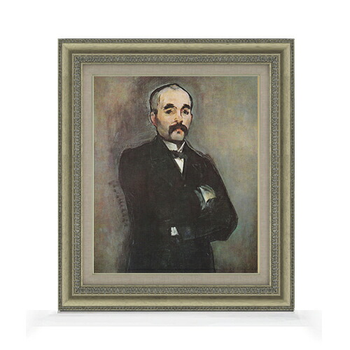 【油絵 直筆仕上げ】マネ クレマンソーの肖像 F8 【額入り】 絵画 販売 8号 油彩 風景画 602×528mm 複製画 送料無料 プレゼント ギフト 開店祝い 開業祝い 退職祝い 新築祝い リビング 玄関 モダン アートフレーム 壁掛け