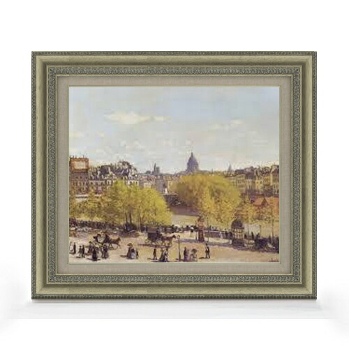 【油絵 直筆仕上げ】クロード・モネ ルーヴル河岸 F8 【額入り】 絵画 販売 8号 油彩 風景画 602×528mm 複製画 送料無料 プレゼント ギフト 開店祝い 開業祝い 退職祝い 新築祝い リビング 玄関 モダン アートフレーム 壁掛け