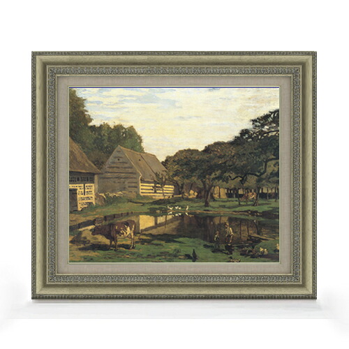 【油絵 直筆仕上げ】クロード・モネ ノルマンディーの農家の庭 F8 【額入り】 絵画 販売 8号 油彩 風景画 602×528mm 複製画 送料無料 プレゼント ギフト 開店祝い 開業祝い 退職祝い 新築祝い リビング 玄関 モダン アートフレーム 壁掛け|絵画販売アートレスト