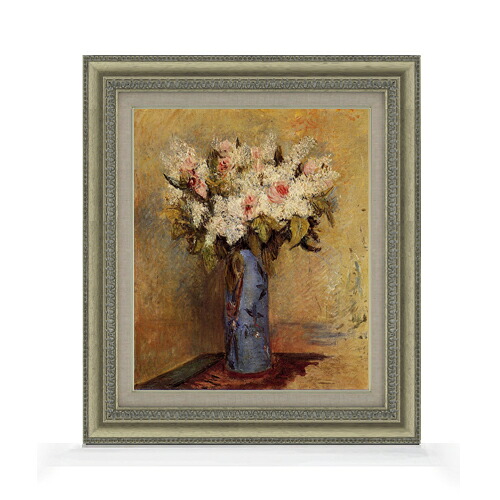 【油絵 直筆仕上げ】ルノワール ライラックとバラ F8 【額入り】 絵画 販売 8号 油彩 風景画 602×528mm 複製画 送料無料 プレゼント ギフト 開店祝い 開業祝い 退職祝い 新築祝い リビング 玄関 モダン アートフレーム 壁掛け