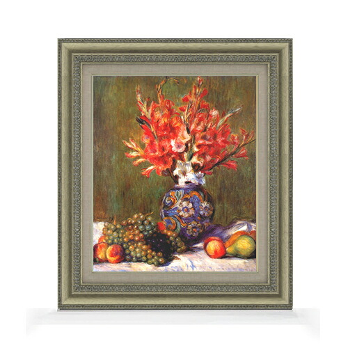 【油絵 直筆仕上げ】ルノワール 花とフルーツ F8 【額入り】 絵画 販売 8号 油彩 風景画 602&times;528mm 複製画 送料無料 プレゼント ギフト 開店祝い 開業祝い 退職祝い 新築祝い リビング 玄関 モダン アートフレーム 壁掛け｜絵画販売アートレスト