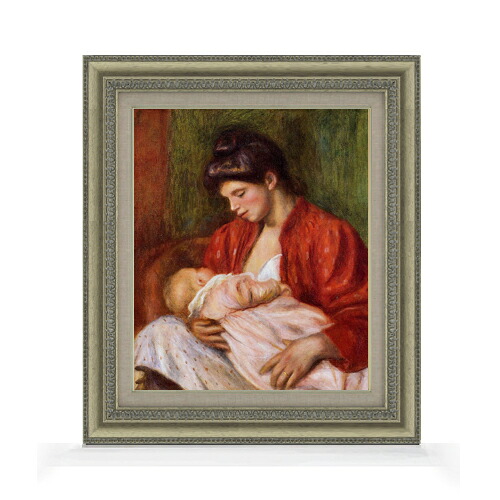 【油絵 直筆仕上げ】ルノワール 若い母親 F8 【額入り】 絵画 販売 8号 油彩 風景画 602×528mm 複製画 送料無料 プレゼント ギフト 開店祝い 開業祝い 退職祝い 新築祝い リビング 玄関 モダン アートフレーム 壁掛け