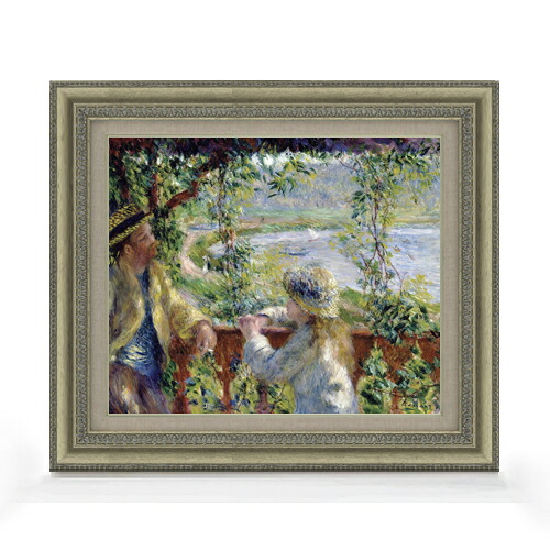 【油絵 直筆仕上げ】ルノワール 水辺にて F8 【額入り】 絵画 販売 8号 油彩 風景画 602×528mm 複製画 送料無料 プレゼント ギフト 開店祝い 開業祝い 退職祝い 新築祝い リビング 玄関 モダン アートフレーム 壁掛け
