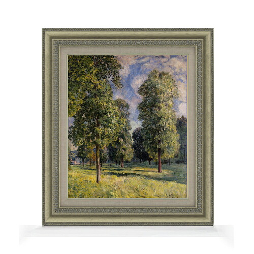 【油絵 直筆仕上げ】シスレー セーヴルの風景 F8 【額入り】 絵画 販売 8号 油彩 風景画 602×528mm 複製画 送料無料 プレゼント ギフト 開店祝い 開業祝い 退職祝い 新築祝い リビング 玄関 モダン アートフレーム 壁掛け